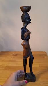 Vintage African Hand Carved Wooden Female Tribal Figurine ...