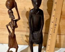 Vintage Carved Wood African Figurines: Tribal Art Sculptures ...