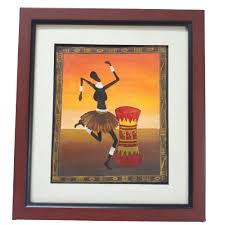 Vintage Hand Portrait Painted Painting Oil African Woman Dance Sing Drum Knocks | eBay