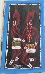 Vintage African Tribal Painting on Fabric ~ 2 Women ~ Unframed Signed Molade 007 | eBay