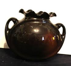 Rare Early Roseville Pottery Co. Handled Glazed Rozane Pillow Vase W. Hunting Dog Scene