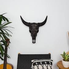 Hand Carved Cow Skull - Black Boho – Skull Bliss