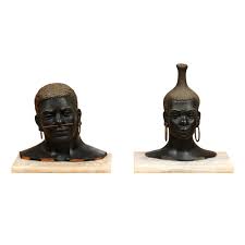 Fantastic Pair of Art Deco Bronze Tribal Sculptures, circa 1935 For Sale at 1stDibs