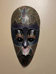 African Wood Totem Spirit Animal Lizard Dot Painted Decorative Mask - Etsy