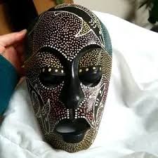 Artisan | Accessories | Copy Mens New Aboriginal Dot Painted Wooden Mask | Poshmark