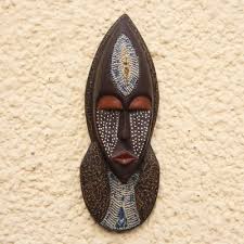 African Sese Wood and Aluminum Mask from Ghana - Thankful Face | NOVICA