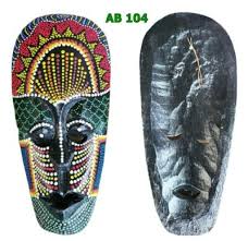 Plaque Mask Tribal Bali Wood Decor Wall Polka Dot Face Painted Carved Aboriginal | eBay.de