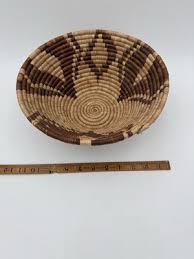 African Tanzania Basket Antique Geometric Woven Bowl 10” Diameter | eBay
