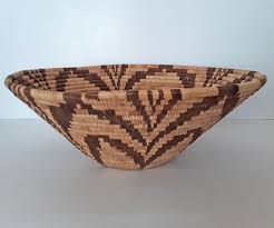 Vintage African Tribal Style Hand Woven Bowl Coil Basket | Chairish