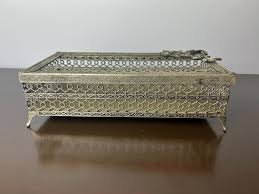 Vintage Ornate Rose Wreath Gold Filagree Square Tissue Box ...