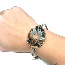 Sterling Silver Druzy Bracelet, Brown Druzy geode Bangle ...