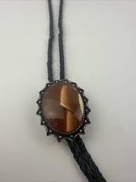 Vintage Sterling Silver Bolo Tie Western Cowboy Agate ...