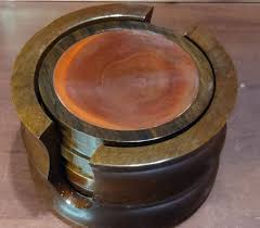 Wood & Agate Geode Stone Coasters Set of 6 Vintage Holder ...