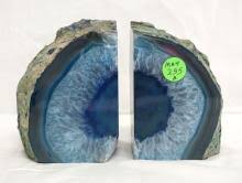 Sold at Auction: PAIR LARGE BRAZILIAN AGATE GEODE BOOKENDS