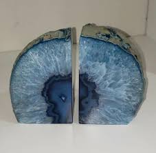 Genuine Blue Banded Agate Bookends From Brazil. New | eBay