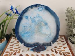 Blue Agate Slice W/ Free Stand (large Avg. 5.5-6.5 Inches) - Etsy