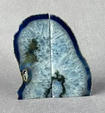 Sold at Auction: Polished Blue Agate Geode Bookends
