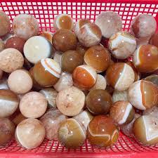 1.5-2.7in Carnelian Mixed Quartz Stripe Spheres Wholesale