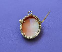 Vintage CAMEO PIN Brooch PENDANT 750 18K yellow gold ...