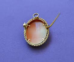 Vintage CAMEO PIN Brooch PENDANT 750 18K Yellow Gold ...