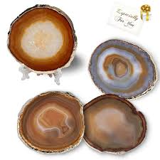 Brown Agate Coasters for Drink,Natural Agate Set of 4,3.5-4 ...
