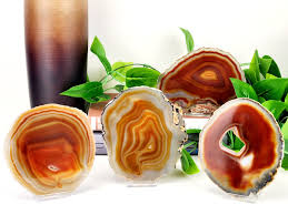 Red Rust "amber" Agate Slice W/ Free Stand (avg. 3.5-5.0 ...