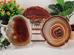 Red Rust "amber" Agate Slice W/ Free Stand (avg. 5.5-6.5 ...