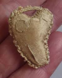 Vintage embroidered heart shape Agnus Dei Lamb of God relic ...