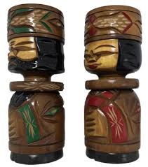 Kokeshi Doll Set | Ainu Hokkaido Design | 2 Pieces | Vintage ...