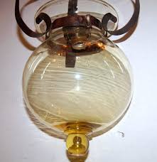 Blown Amber Glass Lantern For Sale at 1stDibs
