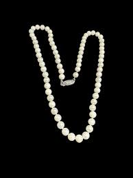 Cultured Pearl 7mm Necklace 14k White Gold Filigree Clasp ...