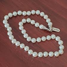 KISSAKA Knotted Glass Faux White Pearl Choker Necklace - 16 ...