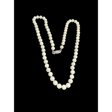 Cultured Pearl 7mm Necklace 14k White Gold Filigree Clasp ...