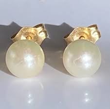 Vintage 14K Gold 5mm Pearl Stud Pierced Earrings GORGEOUS ...