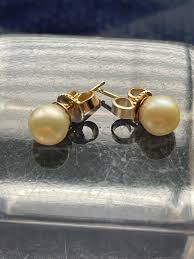 CREAMY WHITE 14K GOLD 5.5 MM PEARL EARRINGS | eBay