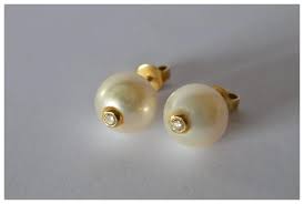 Vintage gold/pearl/diamond stud earrings, 1990c.. For Sale ...