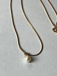 Demi Lot of Dainty Goldtone Chain w Faux White Pearl Pendant ...