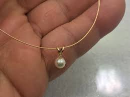 14 karat Pearl Diamond necklace - 14K gold 6 MM pearl ...