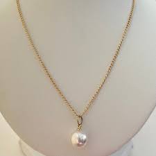 Vintage Single Pearl 10mm on Gold Tone Chain Necklace 18 ...
