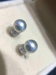 Gorgeous 8.5-9mm South Sea Round Silver Grey Pearl Stud ...