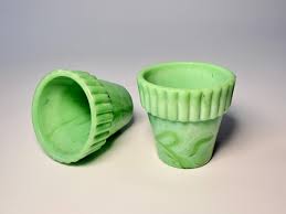 Vintage Akro Agate Green Slag Glass Miniature Flower Pots ...