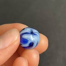 Vintage Akro Agate Peltier Christensen Glass Blue White Swirl Marble 0.62” | eBay