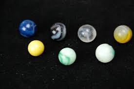 7 Vintage Handmade Marbles 1/2" Blue Yellow Green Clear | eBay