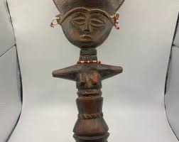 Vintage Hand Carved Wood 13” Akua'ba African Fertility Statue With Red and White Seed Beads Fanti Doll Ethnic Tribal Decor - Etsy