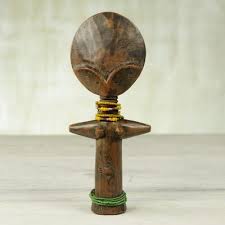 Hand Carved Ashanti Female Wood Sculpture with Beaded Accent - Ashanti Shipitee | NOVICA