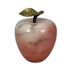 Vintage Marble Stone Apple Paperweight Brass Stem Fruit ...