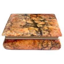 Alabaster Box with Brass Trim For Sale at 1stDibs