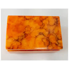 Vintage Mid-Century Modern Orange Alabaster Trinket Box. For ...