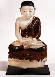 Hand Carved Painted Alabaster Seated Disciple with Metal ...