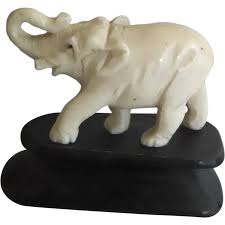 Vintage Small Carved Elephant on Stand As Is. For Sale at Ruby Lane
